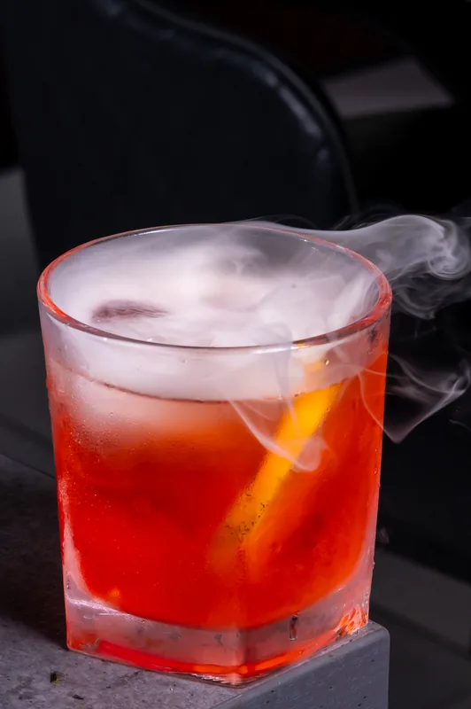 Red cocktail on the rocks at KamiKoi